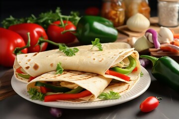food, tortilla, wraps, vegetables, fresh, plate, healthy, lunch, dinner, mexican, cuisine, meal, cooking, preparation, kitchen