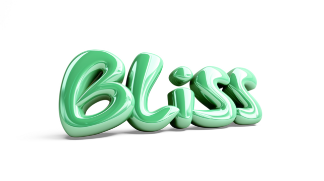 3D letter BLISS in serene green on a Transparent background