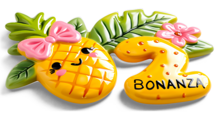 3D letter "BONANZA" in cheerful yellow on a white background