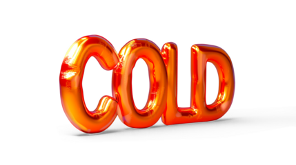 3D letter COLD in falling orange on a transaparent background