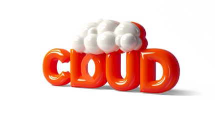 3D letter "CLOUD" in falling orange on a transparent background