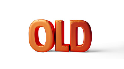 3D letter OLD in falling orange on a transparent background