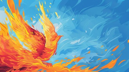 Conceptual illustration of a phoenix rising - obrazy, fototapety, plakaty
