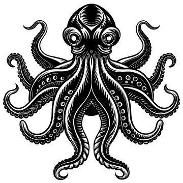 recommend clip art: octopus silhouette vector art illustration