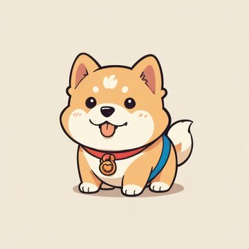 Happy cartoon chiba puppy cute illustration