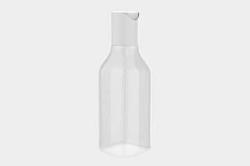 Clear Plastic Cosmetic Bottle Mockup Isolated On White Background.3d illustration