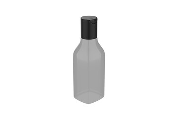 Clear Plastic Cosmetic Bottle Mockup Isolated On White Background.3d illustration