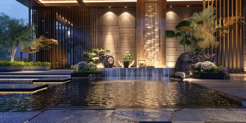 Lobby with Harmonious Water Feature