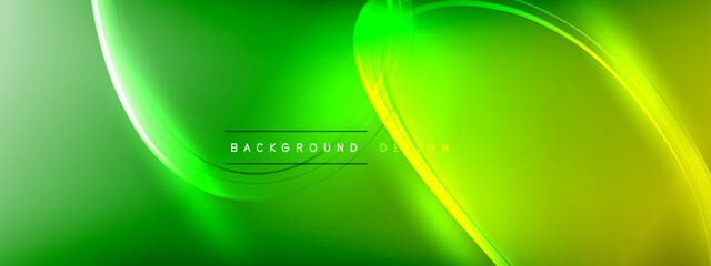 Visual effect lighting creates a green and yellow wave on white background
