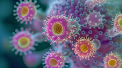 under a microscope, viruses