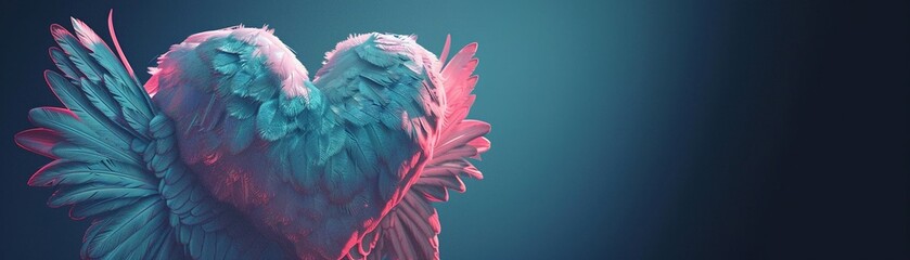 Obraz premium A minimalist depiction of a heartfaced shape angel, with pastel tone minimal design, set against a dark background for a subtle yet profound statement,