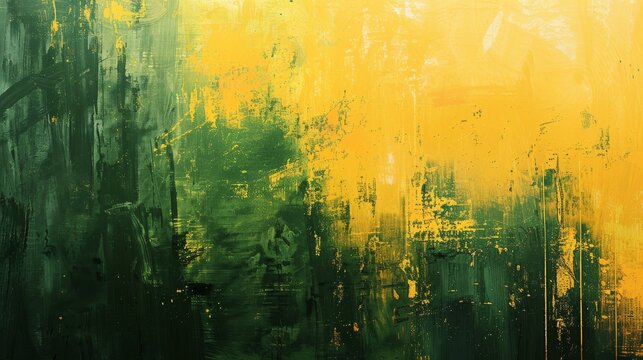 A brooding exploration of a hidden stock market crash, depicted in shades of mellow yellow and verdant green against a minimalist backdrop with ample negative space.