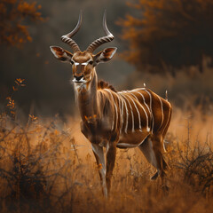 Elegant Nyala Antelope Basking in the Subtle Sunlight in Its Natural Habitat