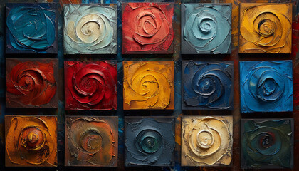 Textured Spiral Paintings in Rich, Bold Colors