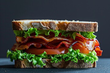 Juicy Sandwich with Bacon, lettuce, tomatoes. for the Menu.