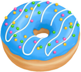 Food Illustration Clipart Blue Color Donut Transparent Background