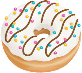 Food Illustration Clipart White Chocolate Donut Transparent Background