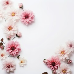 flowers on a white background. Place for text, place to copy, layout