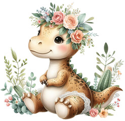  Watercolor Baby Dinosaur Whimsical Art for Little Explorers and Dino Enthusiasts - Transparent PNG