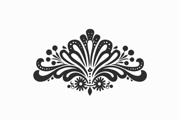 Latino abstract ornamental logo, minimal, flat, black and white, white background