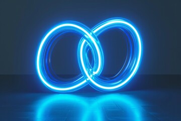 Neon symbol loop sign light background 3d line abstract infinite glow digital blue shape concept - obrazy, fototapety, plakaty