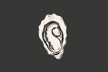 oyster shell vertical logo, minimal, simple, flat, vector, black and white, white background