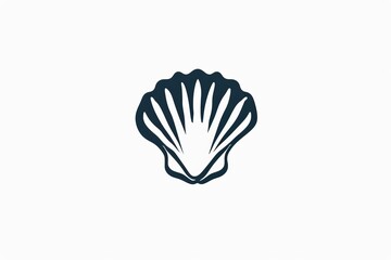 oyster shell vertical logo, minimal, simple, flat, vector, black and white, white background