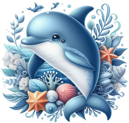Ocean Harmony: Elegant Dolphin Clipart with Transparent Background for Aquatic Designs