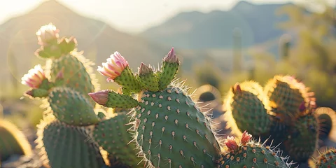 Schilderijen op glas beautiful cactus garden in the desert, generative AI © VALUEINVESTOR