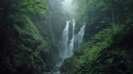 Fotobehang  Misty Waterfalls © Alex