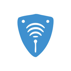 Blue and White Illustration of Wifi Security Key Icon