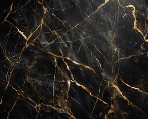 Luxurious black marble texture with gold veins for elegant background or wallpaper.