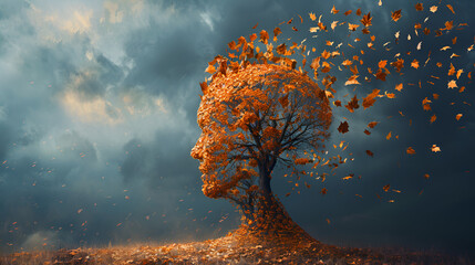 Human memory loss dementia Alzheimer's disease Tree, generative Ai