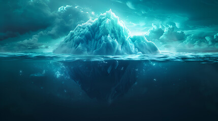 iceberg concept underwater risk dark hidden threat, generative Ai - obrazy, fototapety, plakaty