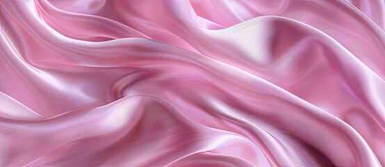 Obraz premium Elegant Composition for Fashion Design or Luxury Branding: Abstract Background with Pink Satin Fabric Draped in Soft Folds and Waves. The Delicate Texture of the Silk and Soft Lighting Highlight the S