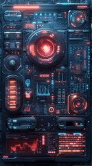 Obraz premium Hightech security system interface, digital and sleek ,super realistic,soft shadown