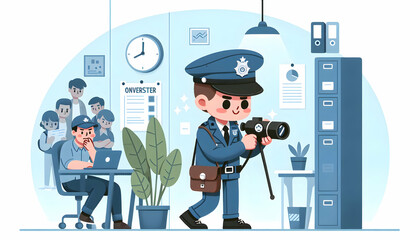 Undercover Officer Gathering Intelligence in Covert Mission Flat Vector Illustration