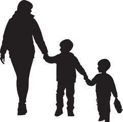 Flat design mother and son silhouette