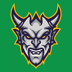 grey devil head mascot vector