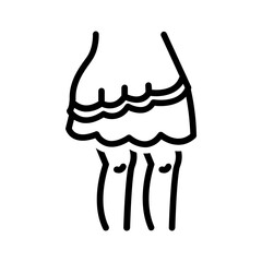 Vector black line icon for Knee length skirt