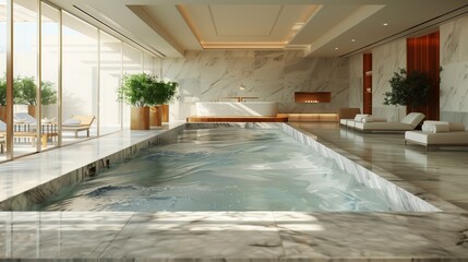 A luxurious marble spa with decadent amenities, promising indulgence and relaxation.