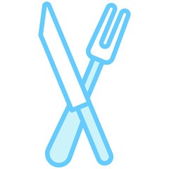 Fork and Knife blue color dual tone icon, relate to gastronomy theme. use for UI or UX kit, web and app development.	