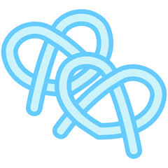 Pretzel blue color dual tone icon, relate to gastronomy theme. use for UI or UX kit, web and app development.	