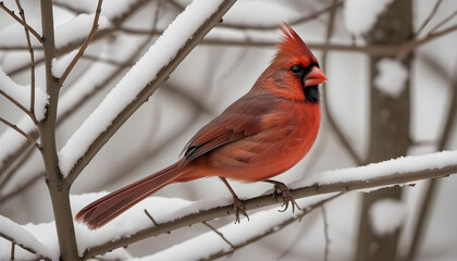 cardinal on a snowy branch
