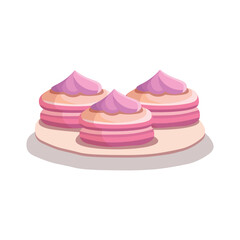 Two-tier cake with candles on a white background. Happy birthday illustration in cartoon style