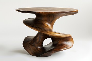 An avant-garde side table featuring sculptural elements inspired by nature's forms.
