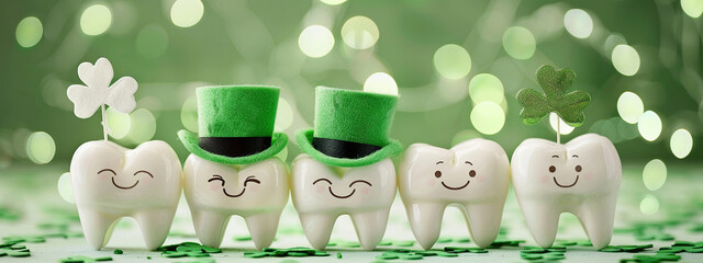 The happy teeth who celebrate ST Patrick's day.