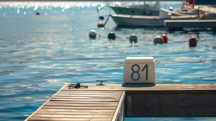 Naklejka premium Clean and simple blank mockup of Marina Dock Numbering on a sunny day .