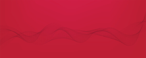 Vector abstract red background with dynamic red waves, lines and particles.	
