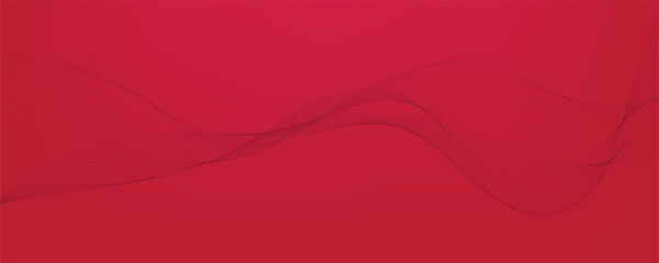 Vector abstract red background with dynamic red waves, lines and particles.	
